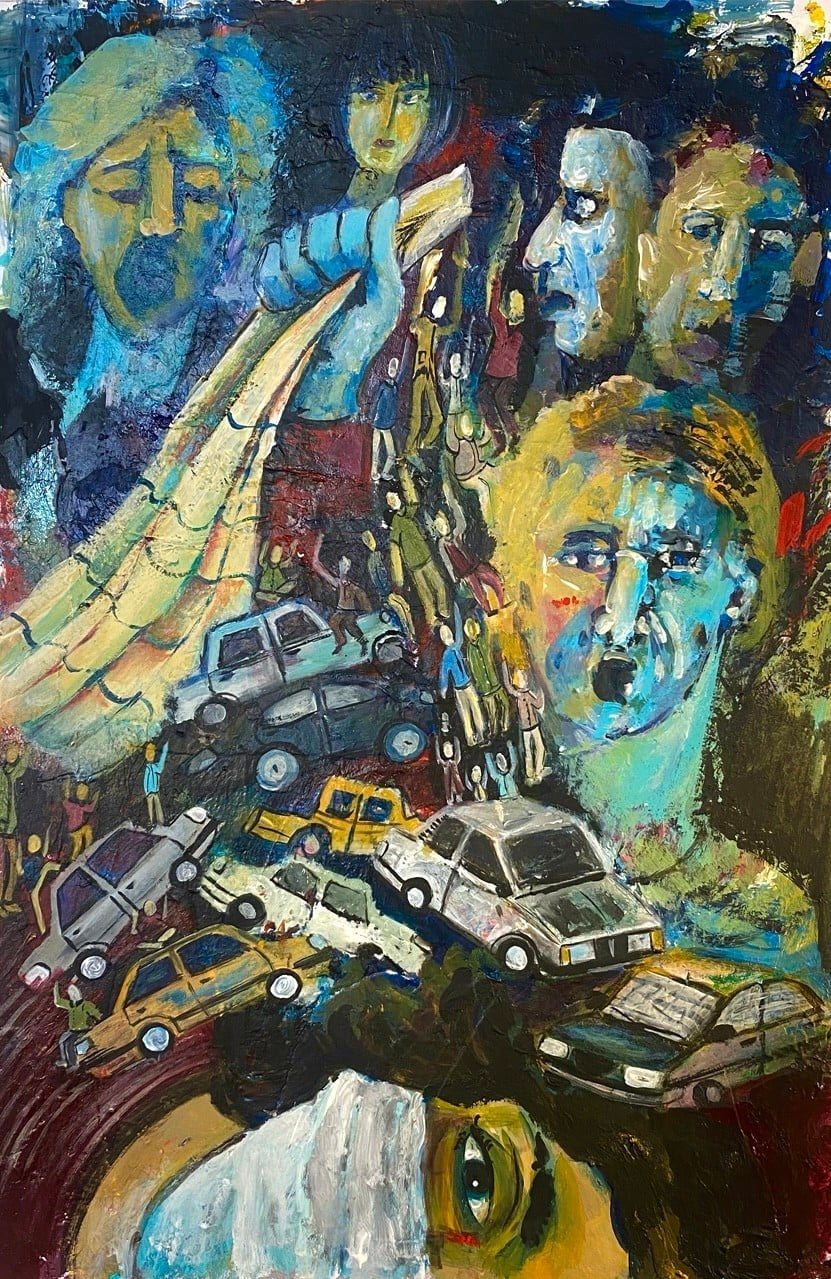 woman life freedome by Zi Shamloo, acrylic on canvas