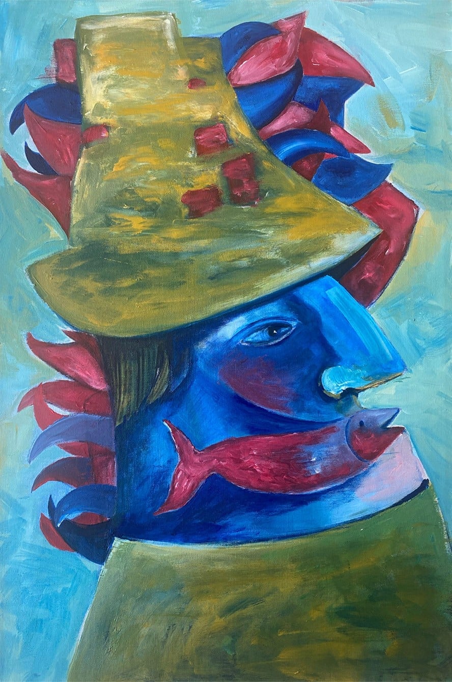 Fisherman by Zi Shamloo, acrylic on canvas