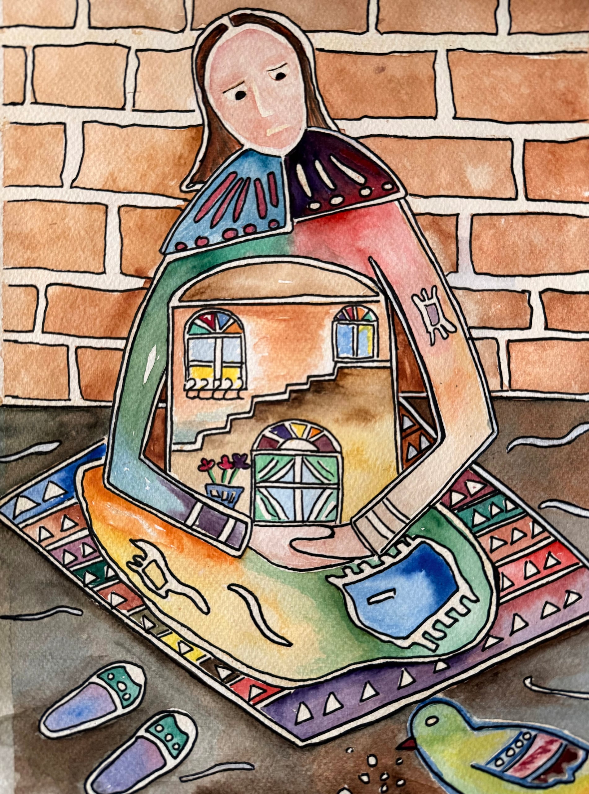 Homeless by Zi Shamloo, watercolor