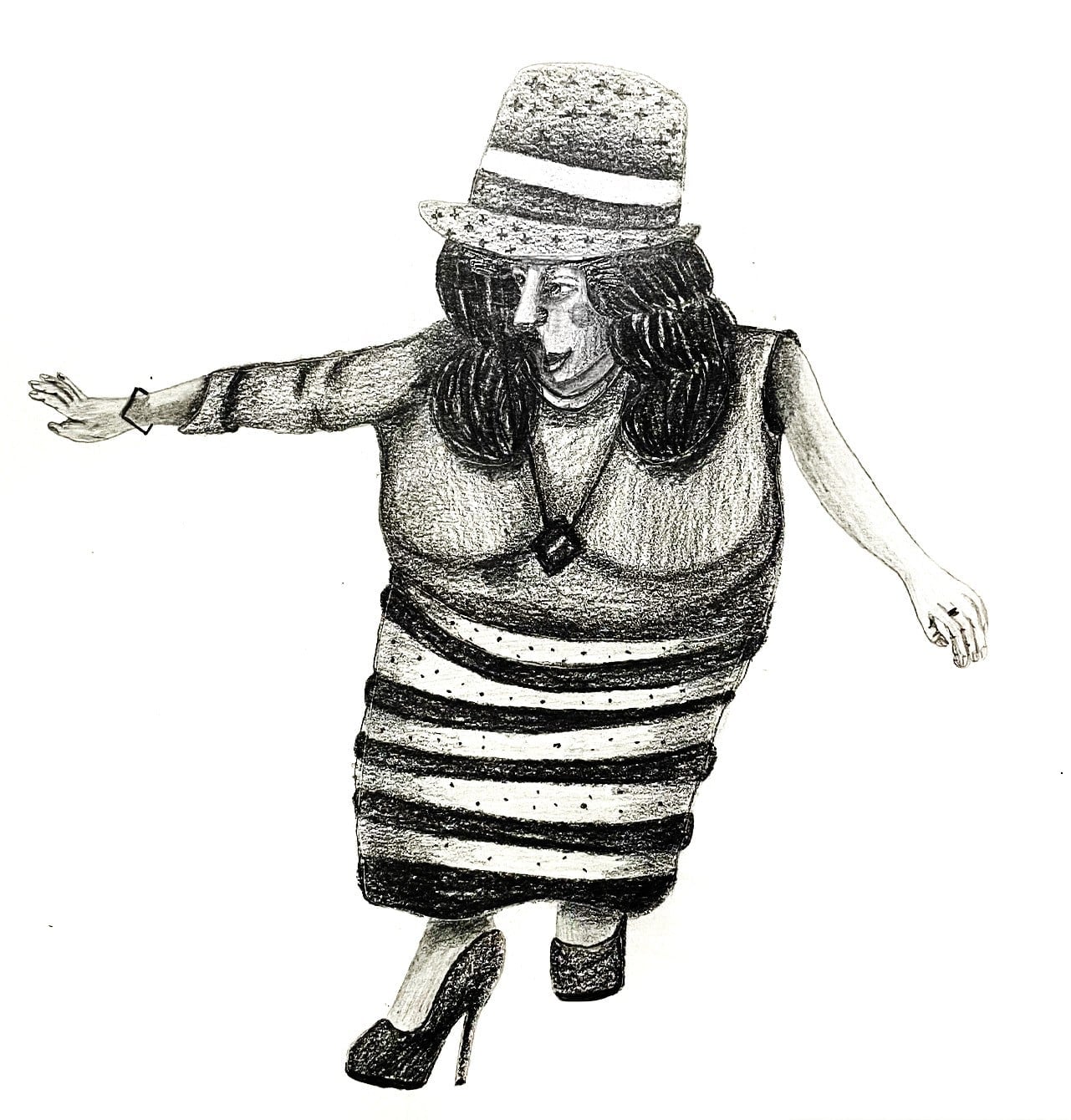 Pearl neckless — detail view by Zi Shamloo, illustration