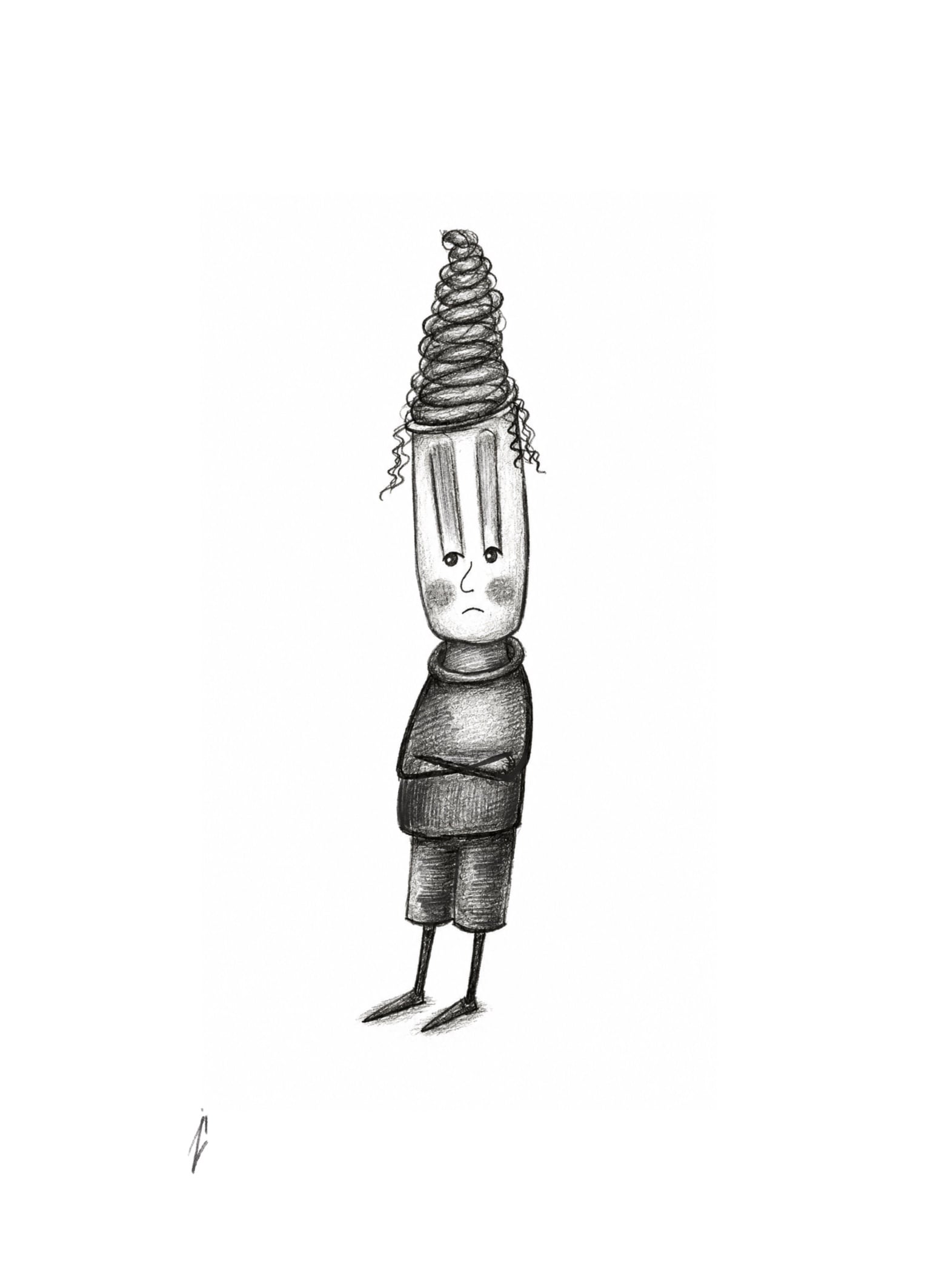 Spiral Hair — pencil illustration by Zi Shamloo by Zi Shamloo, illustration