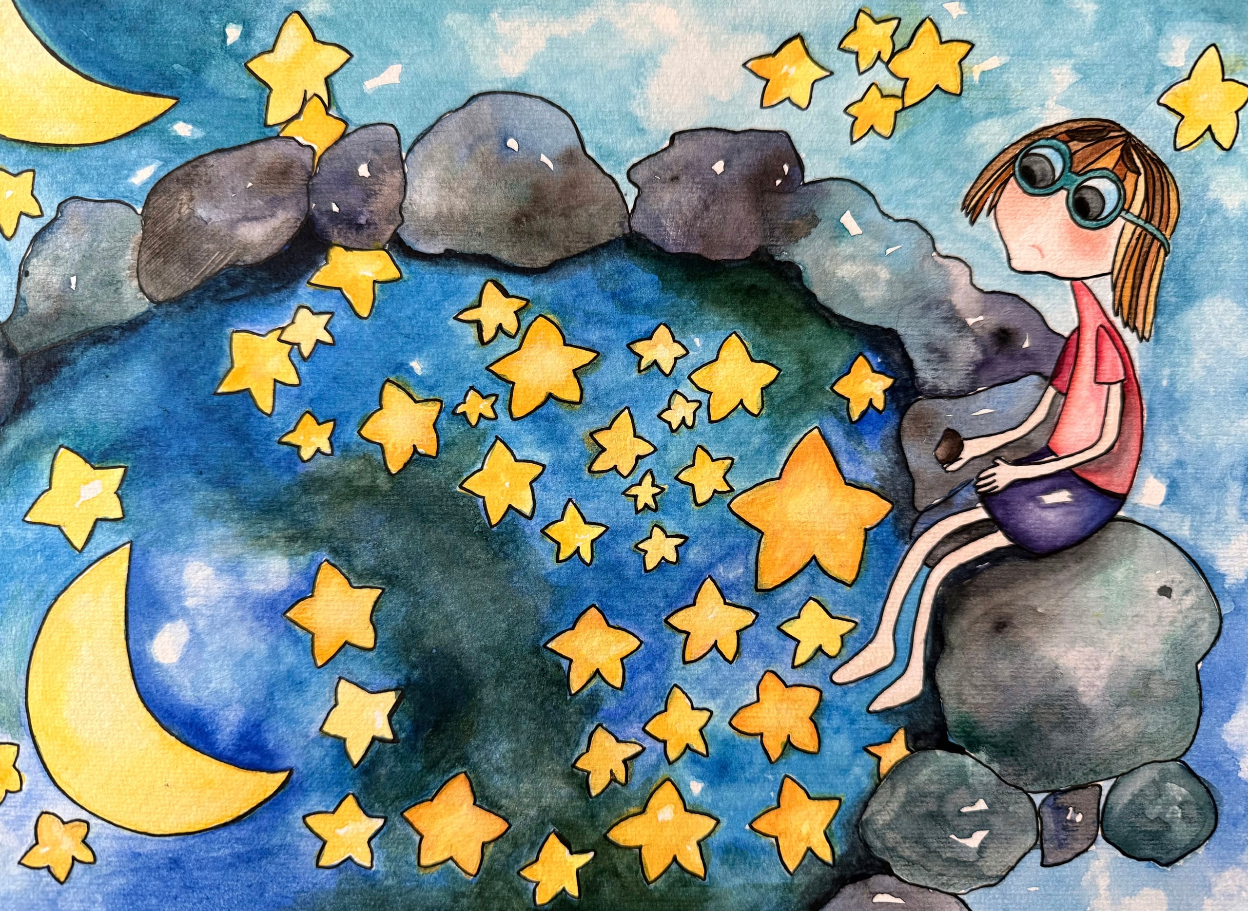 Star Girl by Zi Shamloo, watercolor