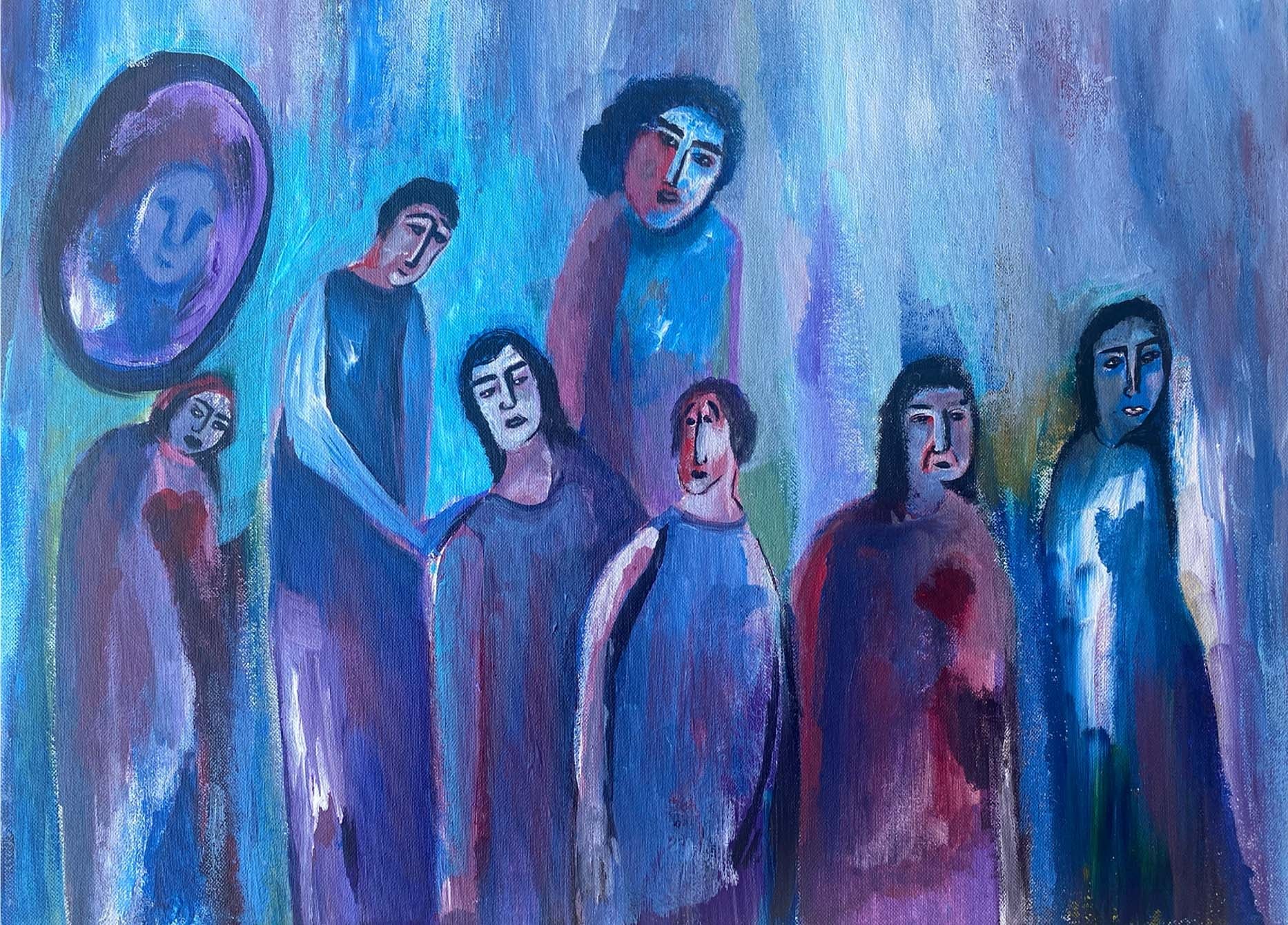 Fine art painting of women by Zi Shamloo, acrylic and charcoal